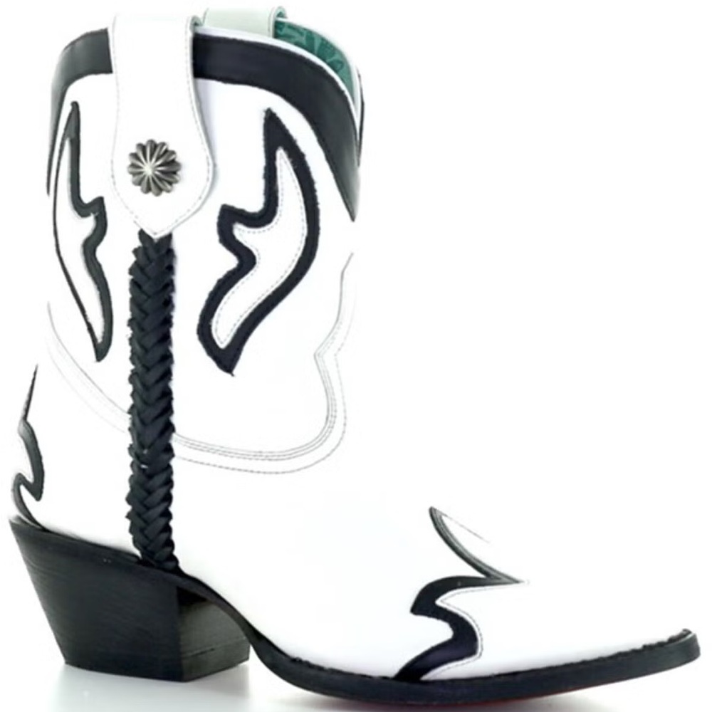 Corral Boots Braided Western White Black Bootie Boots Z0142 - Picture 2 of 11